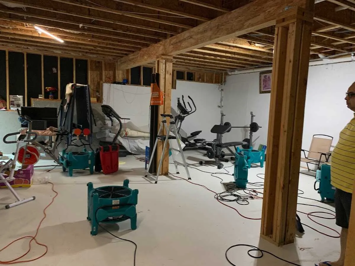 Basement drying equipment setup for Contents Cleaning & Restoration in Wauseon